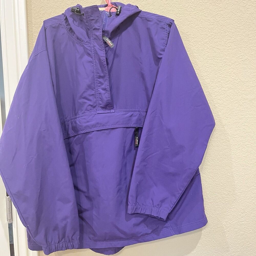 LL Bean Anorak Pullover Jacket Womens Large Purple Vibrate Utility Windbreaker
